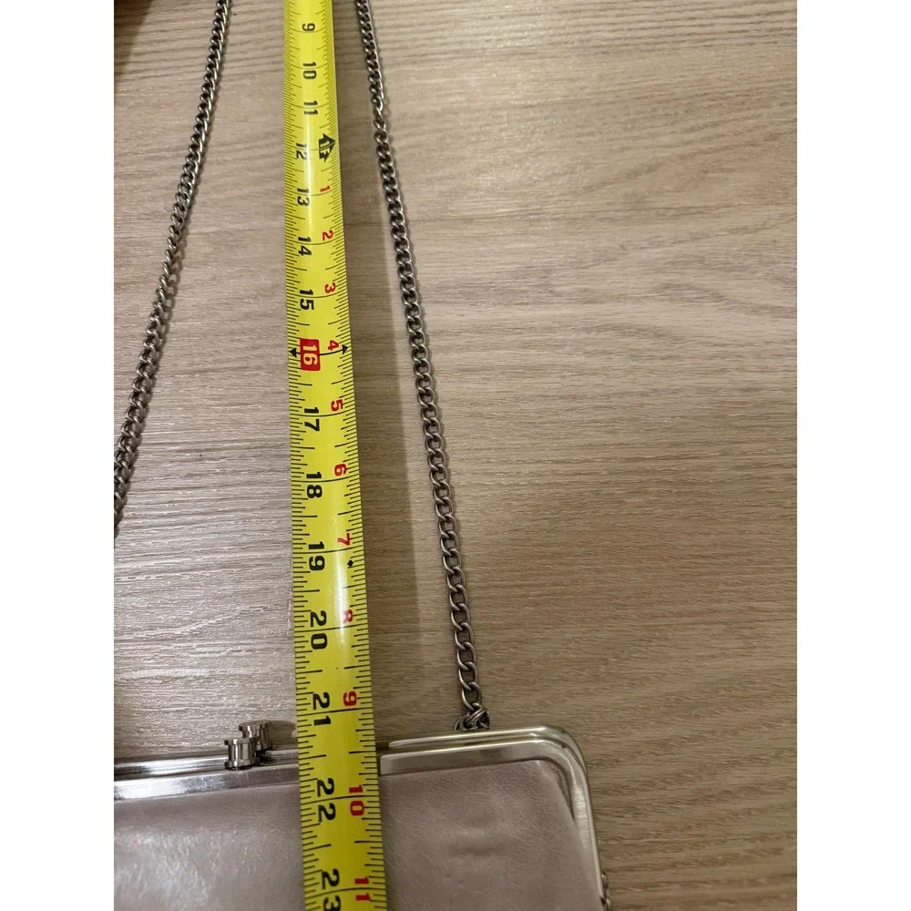 Hobo Leanne Leather Clutch Crossbody Bag OS Taupe Grey Wallet Bag Boho